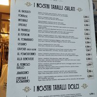 Menu at Taralleria Napoletana in Naples
