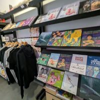 T-shirts with vegan messages; veg-related books at The Good Place in Montpellier