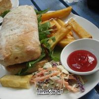 Cheese and salad sandwich with coleslaw and chips at Snap Cafe in Ho Chi Minh City