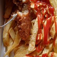 Vegan fish and chips at Elland Fish & Chips in Elland