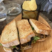 Vegan toast comes with crisps   at The Old Pharmacy in Ponta Do Sol