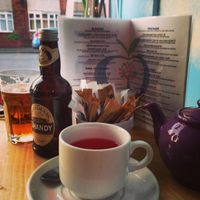 tea and shandy at Sky Apple Cafe in Newcastle Upon Tyne