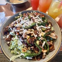 Yummy veggie bowl, but kind of oily at the bottom or greasy I’m not sure which but it was liquidy  at Plaza Azteca in Mechanicsburg