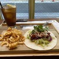 Chilli con carne taco (vegan) with craft cola and potato set  #Veganuary at Dosco Coffee ドスココーヒー in Hiroshima