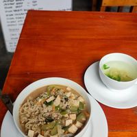 Ramen and ginger tea at The Jackfruit Vegan Cafe in Dikwella