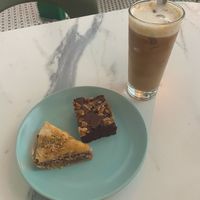 Vegan pastries with iced cappuccino (cashew milk)  at La Isla in San Juan