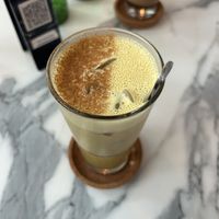 Golden milk latte made with cashew milk, dates, cinnamon and turmeric 😋   at La Isla in San Juan