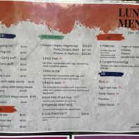 Bangkok Thai lunch menu (June 2023)    at Bangkok Thai City Street Food in Hobart