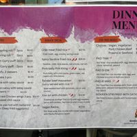 Bangkok Thai dinner menu 1 of 2 (June 2023).   at Bangkok Thai City Street Food in Hobart