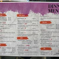 Bangkok Thai dinner menu 2 of 2 (June 2023).   at Bangkok Thai City Street Food in Hobart
