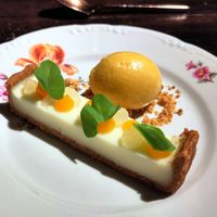 Vegan lemon pie and sorbet at Shelter in Helsinki