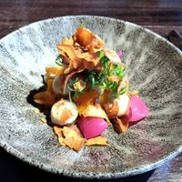 Vegan starter #2 (pumpkin and fried onions) at Shelter in Helsinki