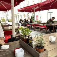 Outside seating  at Vapiano in Graz