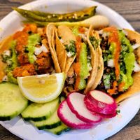 Vegan chicken, vegan beef, soyrizo/potatoes at Vegan Vibes | Vibras Veganas - Pop Up in Richmond