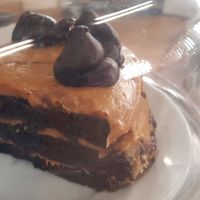 Salted caramel chocolate cake (vg) at Cafe 16 in Newcastle Upon Tyne