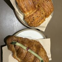 Vegan pastries with kimchi and pistachio   at Origin Coffee in London