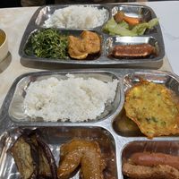 Our meals variety of vegetables and fake meatt  at Tam Quang Minh   in Hoi An