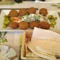Falafel and Lebanese bread at Mezze Bar in Jerez