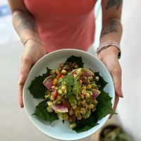 Chickpea fresh salad at Casa Mia in Merida