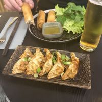 Vegan spring rolls and gyozas   at Bo'bon in Paris