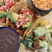 Falafel taco and 2 soy chorizo tacos  at BelAir Cantina in Oak Creek