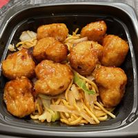 A bowl of Beyond The Original Orange Chicken™ with chow mein 🍲   at Panda Express in Manassas