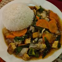 Cha Kdao with Tofu at Lemongrass Bistro in Kampot