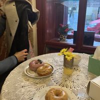 Vegan salted caramel and blueberry donut  at Donuterie in Prague