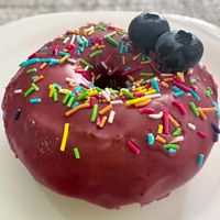 Blueberry doughnut.   at Donuterie in Prague