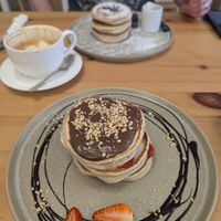 Chocolate spread and Strawberry pancakes at Clwb Coffi in Tonypandy