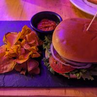 Burger with Chips/Crisps    at La Casona in San Pedro De Atacama