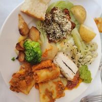 Pasta, san choi bao, tofu Wellington, assorted veggies at Cha Lounge in Taipei