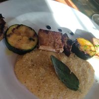 Tofu skewer and polenta at Granozero in Lecco