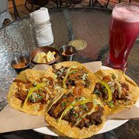 Jamaica drink with a taco order .. spicy and juicy. at El Comal Chilango in Santiago