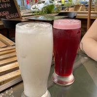 Agua de jamaica y orchata  at El Comal Chilango in Santiago