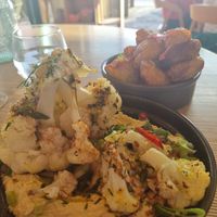 Roast cauliflower and humus and taters at The Summer House in Perranporth