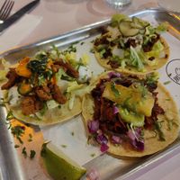 Buffalo mushroom, cheeseburger & Al Pastor tacos at Club Mexicana - Spitalfields in East London