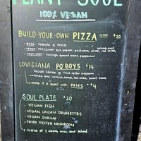 Menu August 20 2023 at Plant and Soul: Vegan Pizzeria in Castro Valley