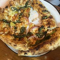 Wife’s pizza  at Pizzeria Distrito Vegano in Merida