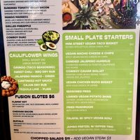 Vegan menu back  at Cantina 52 in Crystal Lake