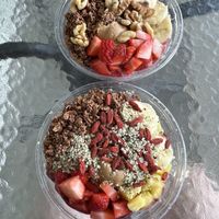 Banana split and asana açaí  at Bare Blends in Schenectady