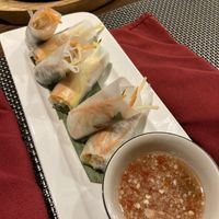 Fresh summer rolls- the sauce was SO GOODD  at Oriana Restaurant in Hanoi