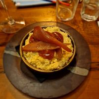 Rice pudding & pears at Iris in Wakefield