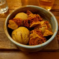 Cinder toffee & ice cream (WOW - AMAZING!) at Iris in Wakefield