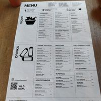 The menue at Wild & The Moon - Arnold Schönberglaan in Amsterdam