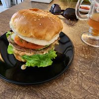 Salami Burger at The White Lotus Cafe - Gairidhara in Kathmandu
