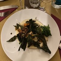 Crema di sedano rapa chips di cavolo nero cipolle e zucca   at La Società dei Carbonari in Turin
