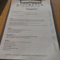 Menu at Glücklich in Trier