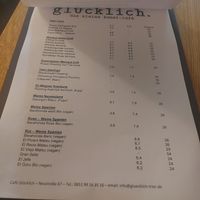 Menu at Glücklich in Trier