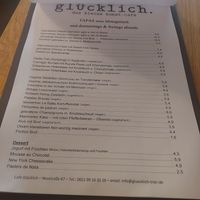 Menu at Glücklich in Trier